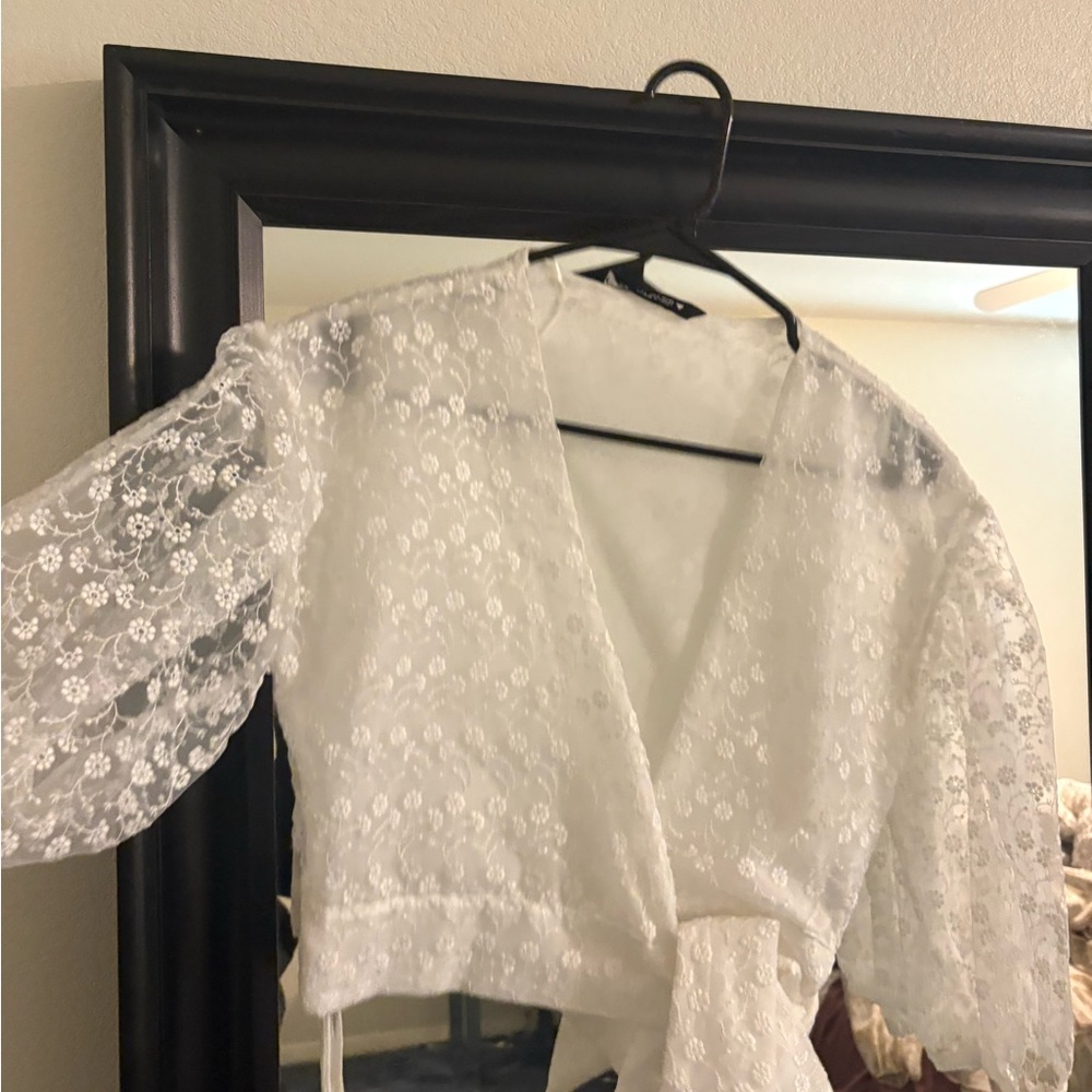 Zara Cream Floral Wrap Blouse